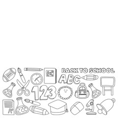 Vector doodle set of education symbols Back to school