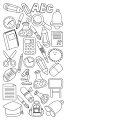 Vector doodle set of education symbols Back to school