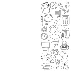 Vector doodle set of education symbols Back to school
