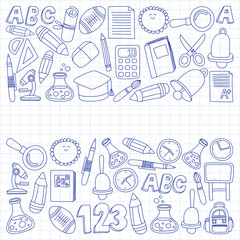 Vector doodle set of education symbols Back to school