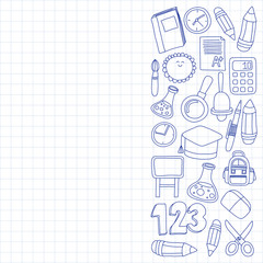 Vector doodle set of education symbols Back to school