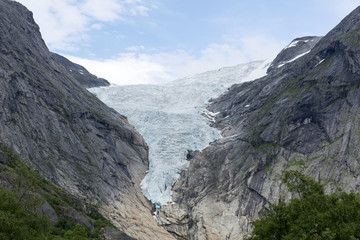 Fototapeta na wymiar Briksdalsbreen glacier at summer in Jostedalsbreen National Park in Norway.