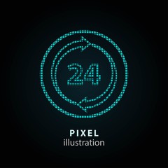24 hour service - pixel illustration.