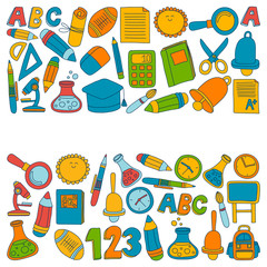 Vector doodle set of education symbols Back to school