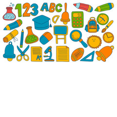 Vector doodle set of education symbols Back to school