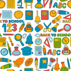 Vector doodle set of education symbols Back to school
