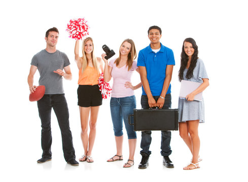 Teens: Group of Teen Students with Various Hobbies