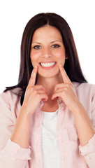 Brunette girl with a beautiful smile looking at camera