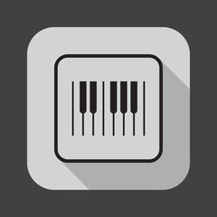 piano keys line icon, outline vector logo illustration, linear pictogram with long shadow isolated on black
