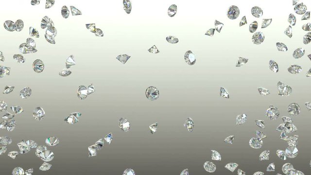 Diamonds scattering or flying away over studio light background 4K