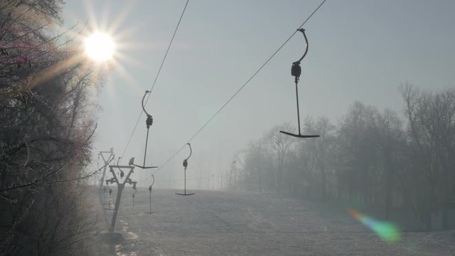 Beautiful morning day on Kraljevica hill ski slopes under snow 4K 2160p UHD panning footage - Ski slopes near Eastern Serbia town of Zajecar under snow panning 4K 3840X2160 UHD video 
