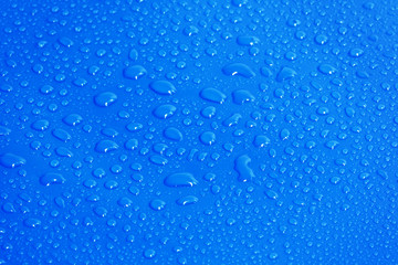 water drops on a blue background