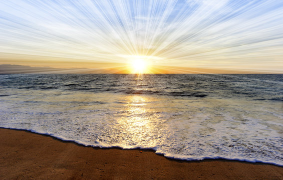 Ocean Sunset Sun Rays Ocean Beach Inspirational Divine Spiritual Ethereal Uplifting Abstract 