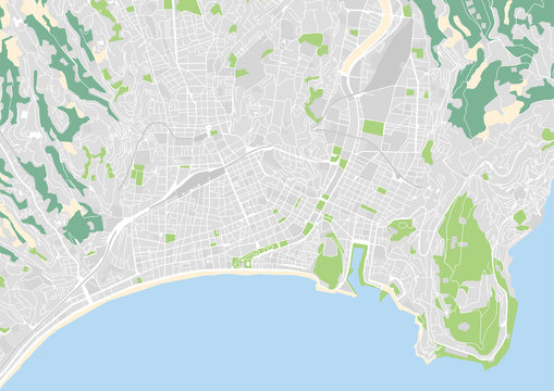 vector city map of Nice, France