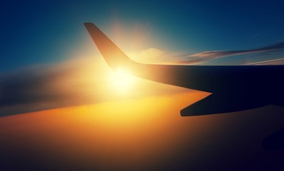 Wing aircraft at sunset