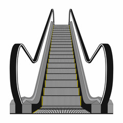 Escalator isolated on white background. Modern architecture stair, lift and elevator, vector illustration