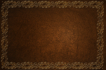 brown leather background with embossed pattern closeup - obrazy, fototapety, plakaty