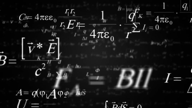 Black and white Physics and Mathematics formulas zoom in.Good for sciense titles and background, news headline business intro screensaver and opener. School education presentation, diploma project.