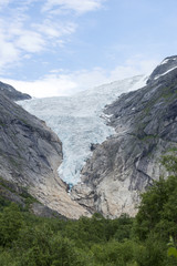 Briksdalsbreen glacier at summer in Jostedalsbreen National Park in Norway.