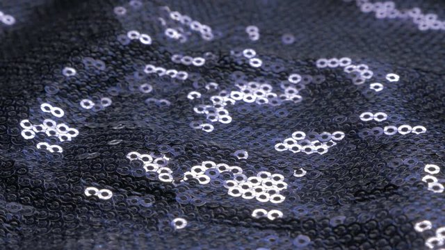 Blue shiny sequins fabric slow panning luxury 4K 2160p UHD footage - Shiny sparkling sequin material for luxury clothes 4K 3840X2160 UHD video 