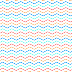 chevron blue, red, orange and white seamless pattern vector