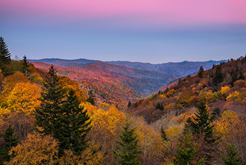 Great Smoky Mountains, autumn dusk, Tennessee