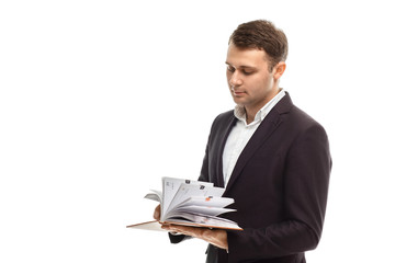 Handsome businessman with diary