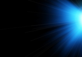 Sun flash with rays and spotlight. Light effect, sun rays, beams on black background