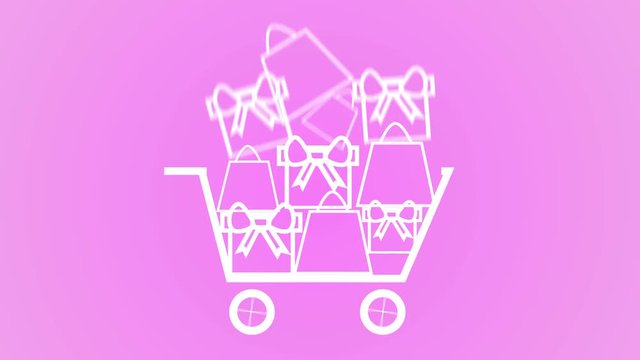items being added to shopping cart, christmas gift sales concept
