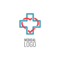 Fototapeta premium Medical diagnostic center or clinic vector logo design template.