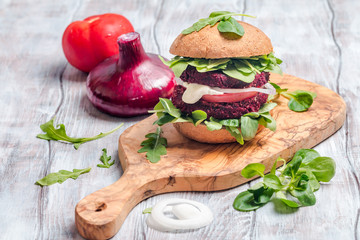 Vegetarian burger made of beetroot