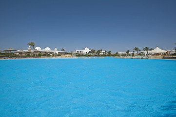 Fototapeta na wymiar Swimming pool at a luxury tropical resort