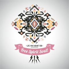 Vector colorful decorative element on native ethnic style