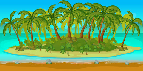 Cartoon seascape. Vector illustration,Seamless  beach landscape