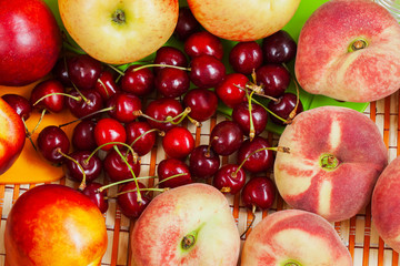 Summer fruits as dieting concept. Top view