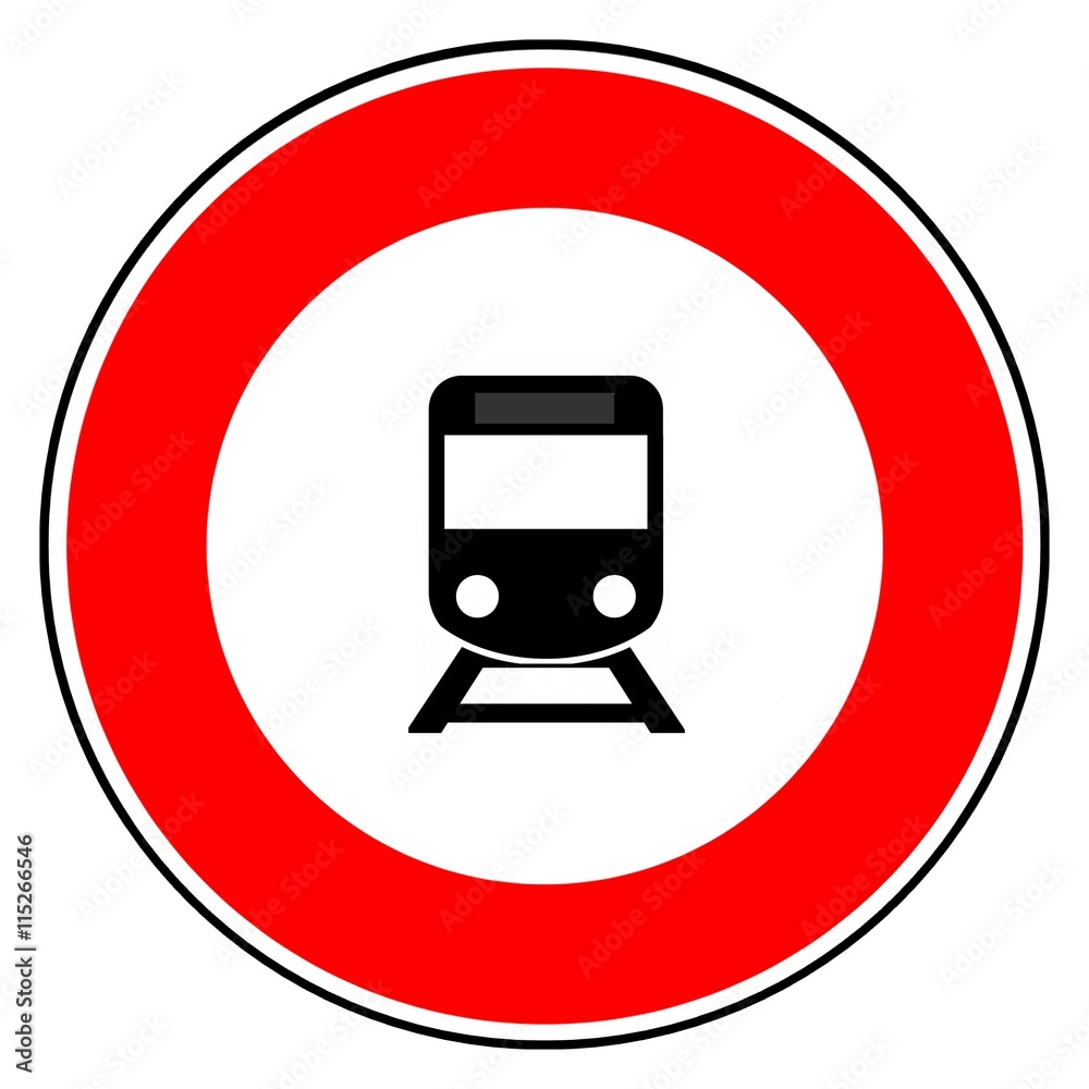 Aufkleber train dans un panneau de signalisation