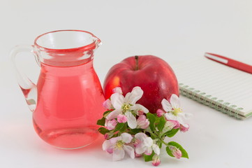 Apple and apple vinegar decorated with flowers