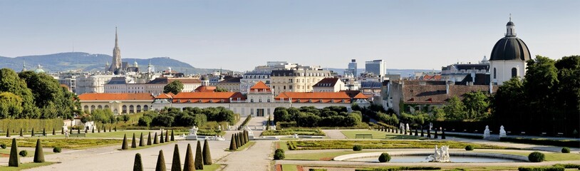 Belvedere Orangerie, Garden and Vienna view - obrazy, fototapety, plakaty