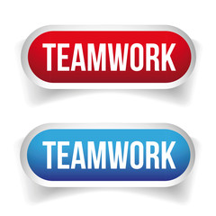 Teamwork button vector