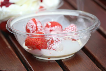 A bowl of strawberries and cream at Wimbledon