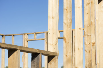 Frame construction detail against blue sky