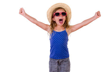 Trendy pretty little girl in a summer outfit