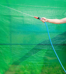 Working watering garden from hose