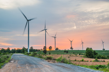 Wind power installations in agriculture the country at thailand.