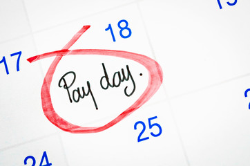 Pay day on calendar.