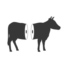 Steak house concept represented by cow icon. isolated and flat illustration 