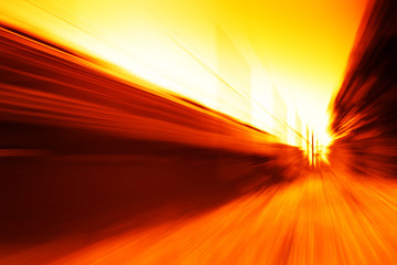 Diagonal orange train motion blur background