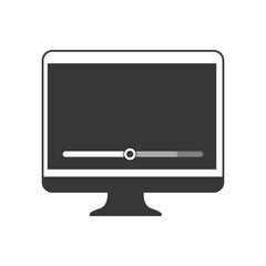 Movie concept represented by play on computer icon. isolated and flat illustration 