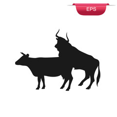 cow and bull sex, farm animals, icon, vector illustration