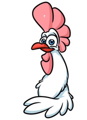 White Cock cartoon illustration isolated image animal character 
